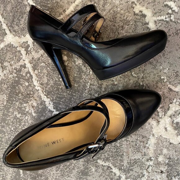 Black Nine West Mary Jane Heels - Picture 2 of 7